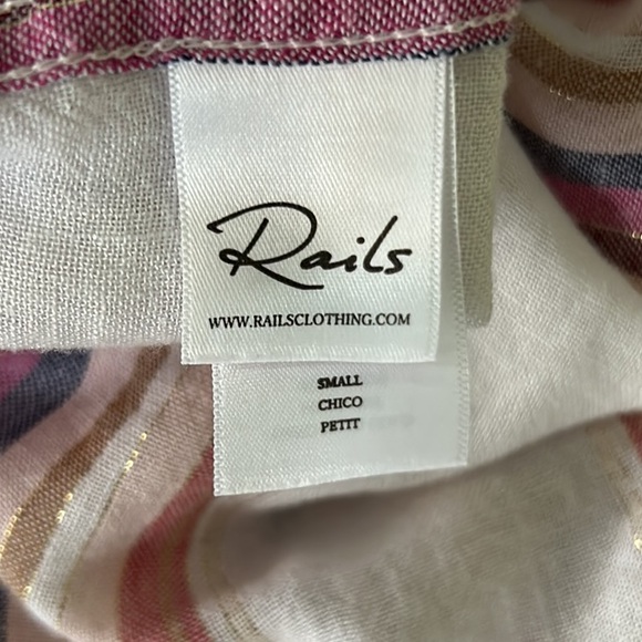 Rails Charli Jewel Stripe Metallic Gold Button Down Shirt - S - Picture 13 of 16